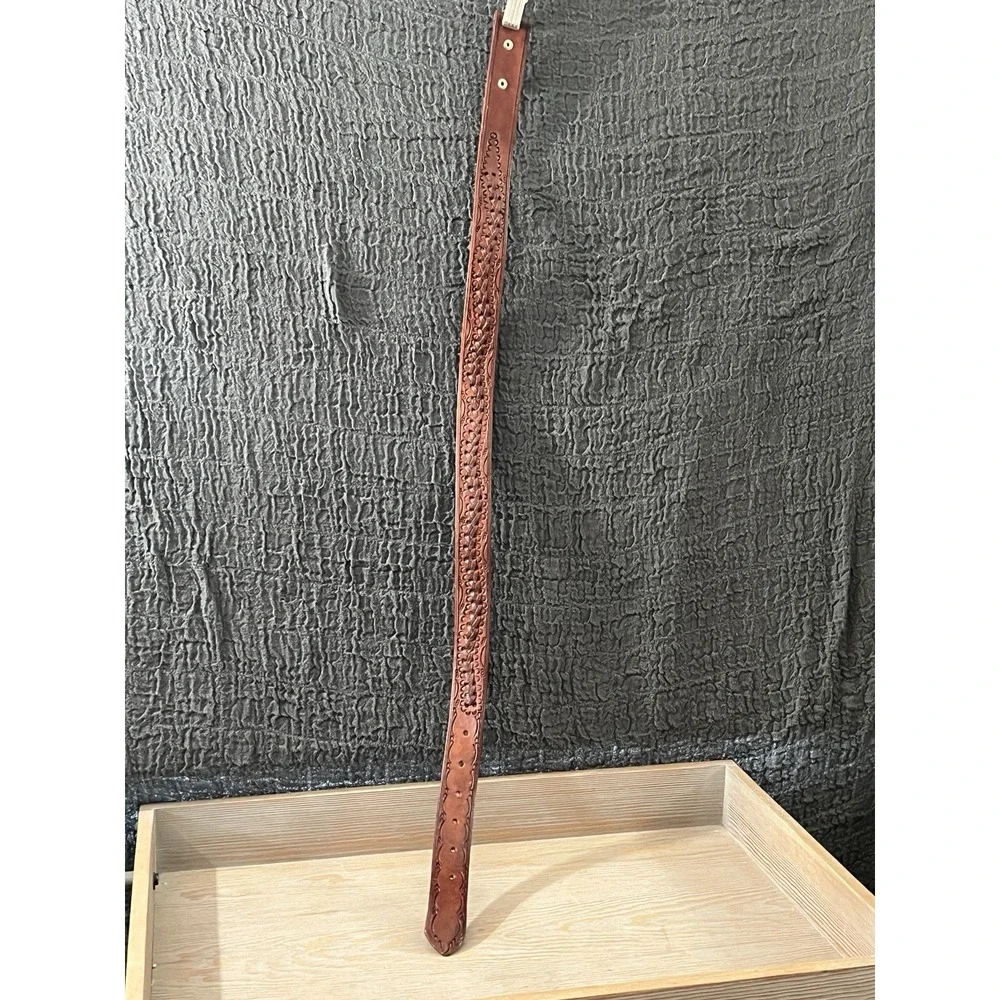 New Vintage Genuine Leather Hand Tooled‎ Braided Western Belt sz 32